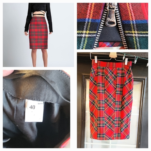 D&G Dolce‎ & Gabbana Plaid pencil skirt PERFECT FOR CHRISTMAS - Picture 3 of 3